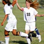 Soccer Players High Fiving